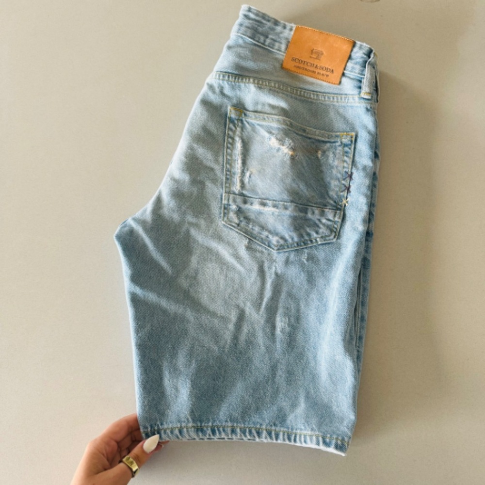 Scotch & Soda Light Blue Denim Button-Fly Shorts – Size 32 - Picture 10 of 14